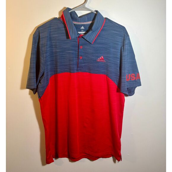 Adidas Men’s Medium Golf Polo – USA Team USA Red & Blue Performance Shirt - Picture 1 of 4